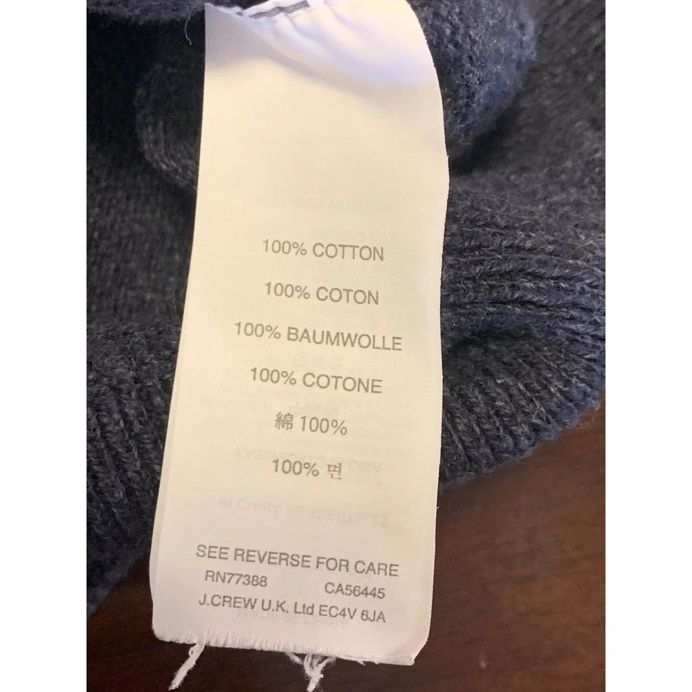 J.Crew 100%‎ Cotton Crewneck Raglan Sweater Navy Blue Size M
